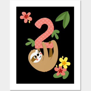 Turning 2 Cute Hanging Sloth Posters and Art